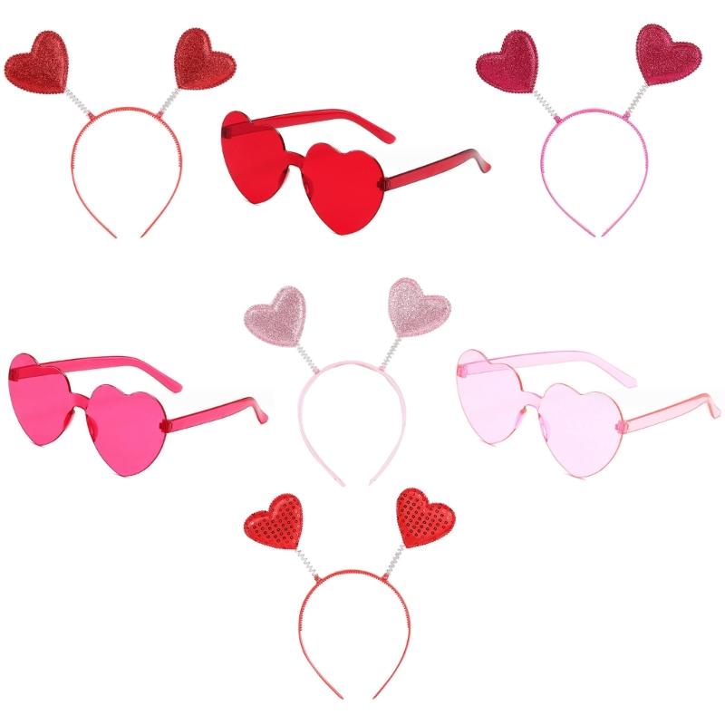 Beautiful Heart Glasses Valentine's Day Headbands Heart Pedlar Headwear for Holiday Christmas Wedding Celebrations