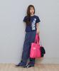 Kijiko Ke906. Angled Pocket Utility Tote Hot Pink