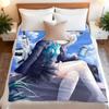 Cartoon Blue Archive Sunaokami Shiroko Flannel Blanket Anime Printed Soft Blankets Decor Home Bed Multifunctional Blankets