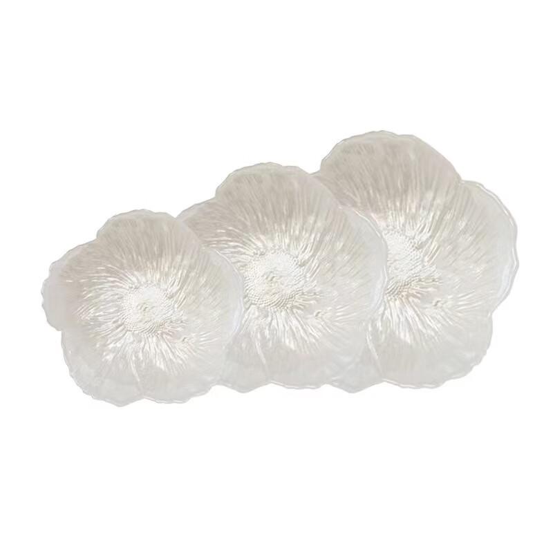 Nordic Flower Glass Fruit Plate with Gold Edge
