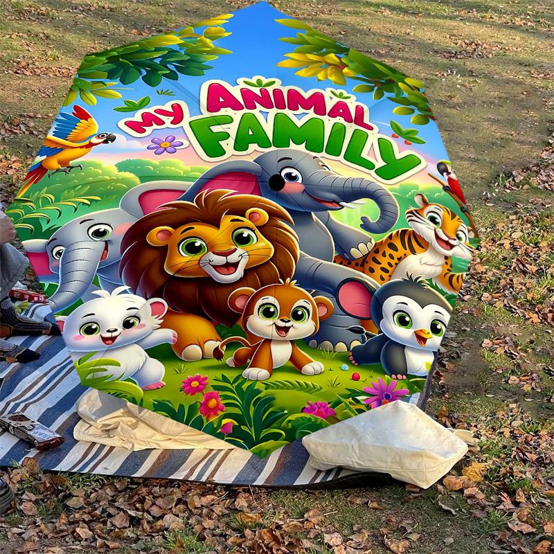 1PC Animal Family Umbrella-8-Rib Reinforced, Automatic Open, Lightweight & Durable, Fashion Accessory for Outdoor, H0323