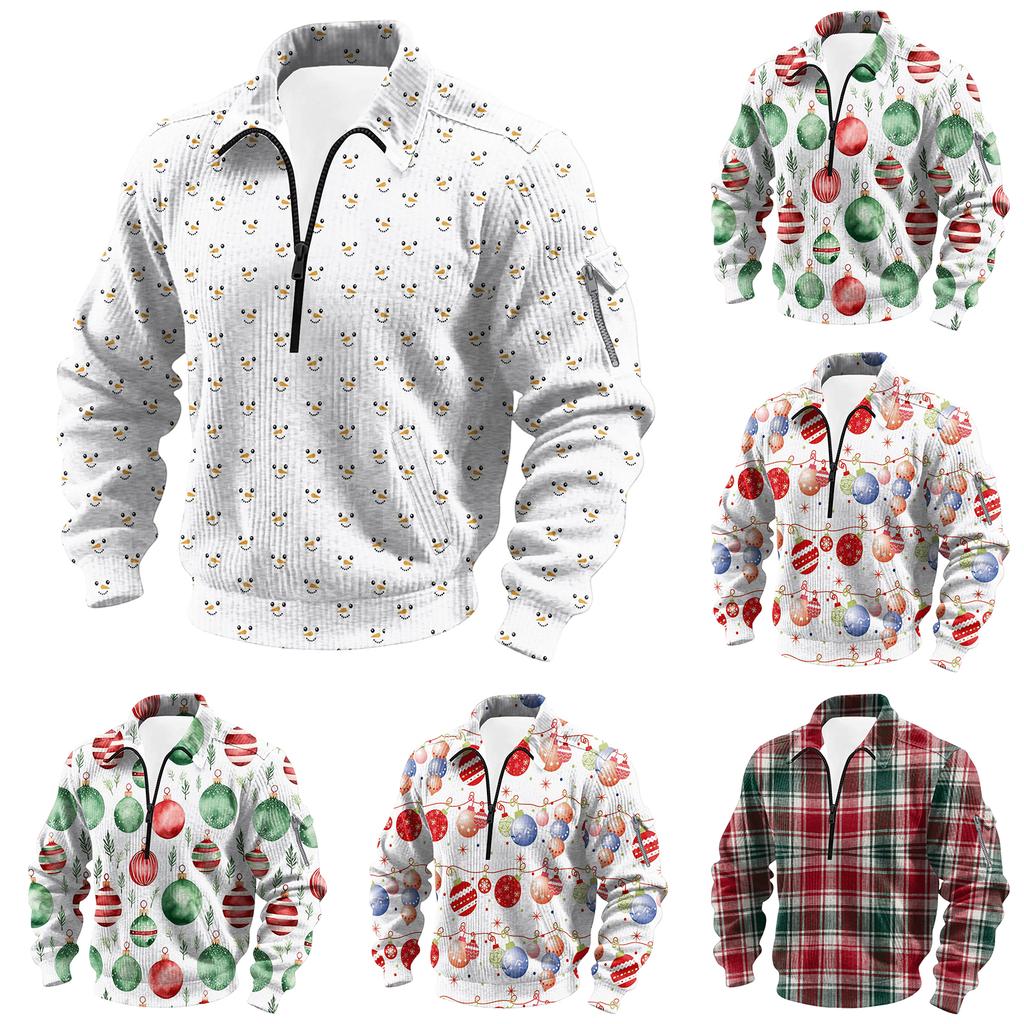 Men's  Flip Collar  Long Sleeves  Half Zipper  Hoodie