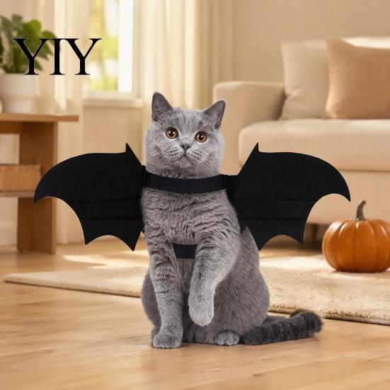 Creative Dog Cat Halloween Suit Pet Bat Wings, Cute Costume, Skeleton Wings Attractive Holiday Apparel with Bells, Festive for Cats Dogs Cosplay Party