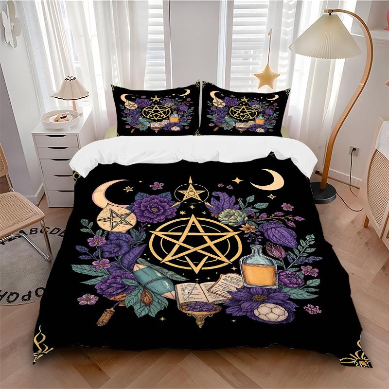 3pcs Flower Art Bedding Set, Including 1 Quilt Cover and 2 Pillow Shams, Without Filling, Soft and Comfortable Home Bedroom N033