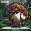 Old Money Tree Hole Aluminum Wall Art 8x8 Inch Round Metal Medallion for Home Office Decor