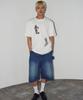 TRAVEL Melting Check Applique Short Sleeve T-Shirt White