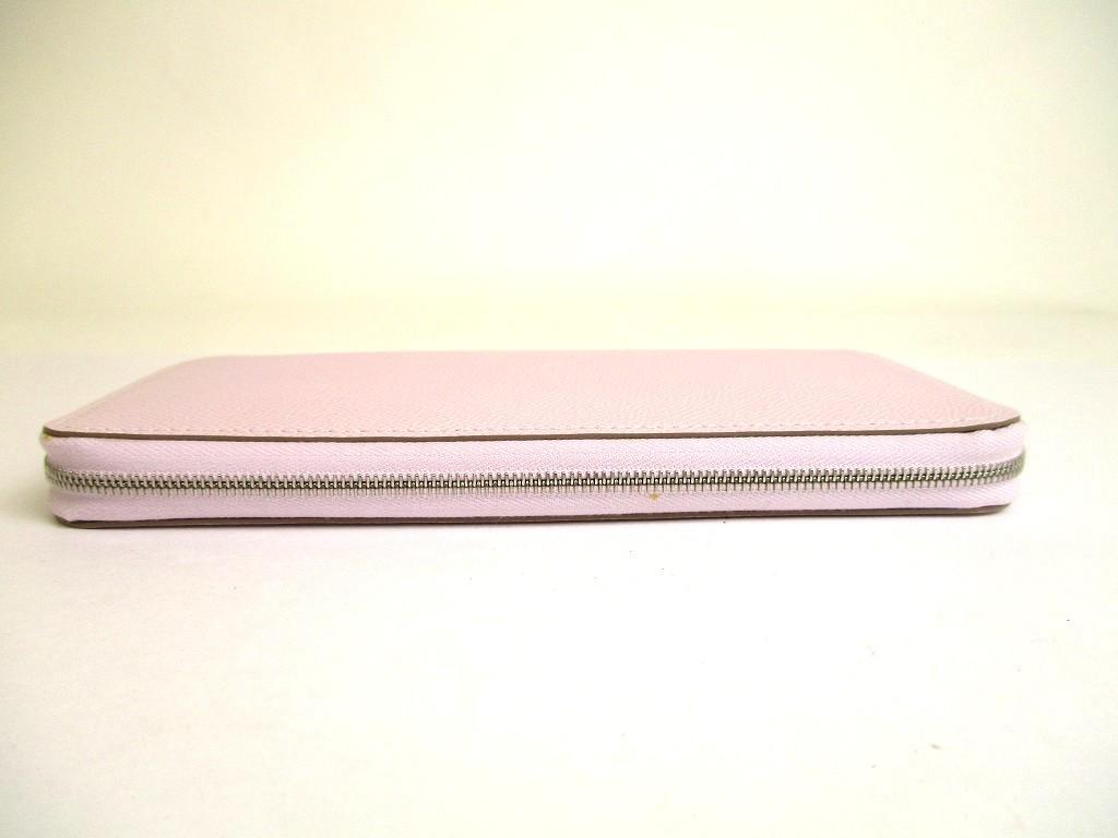 Authentic HERMES Lignt Pink Veau Epson SILK\'IN LINE Round Zip Wallet Azap Long #a817  Refurbished