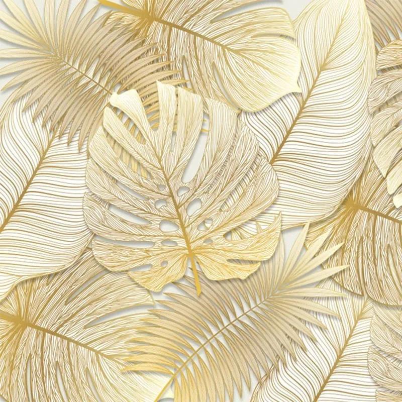 3d Stereo Tropical Rain Forest Wallpaper Golden Banana Leaf Wall Mural Living Room Bedroom Wall Papers