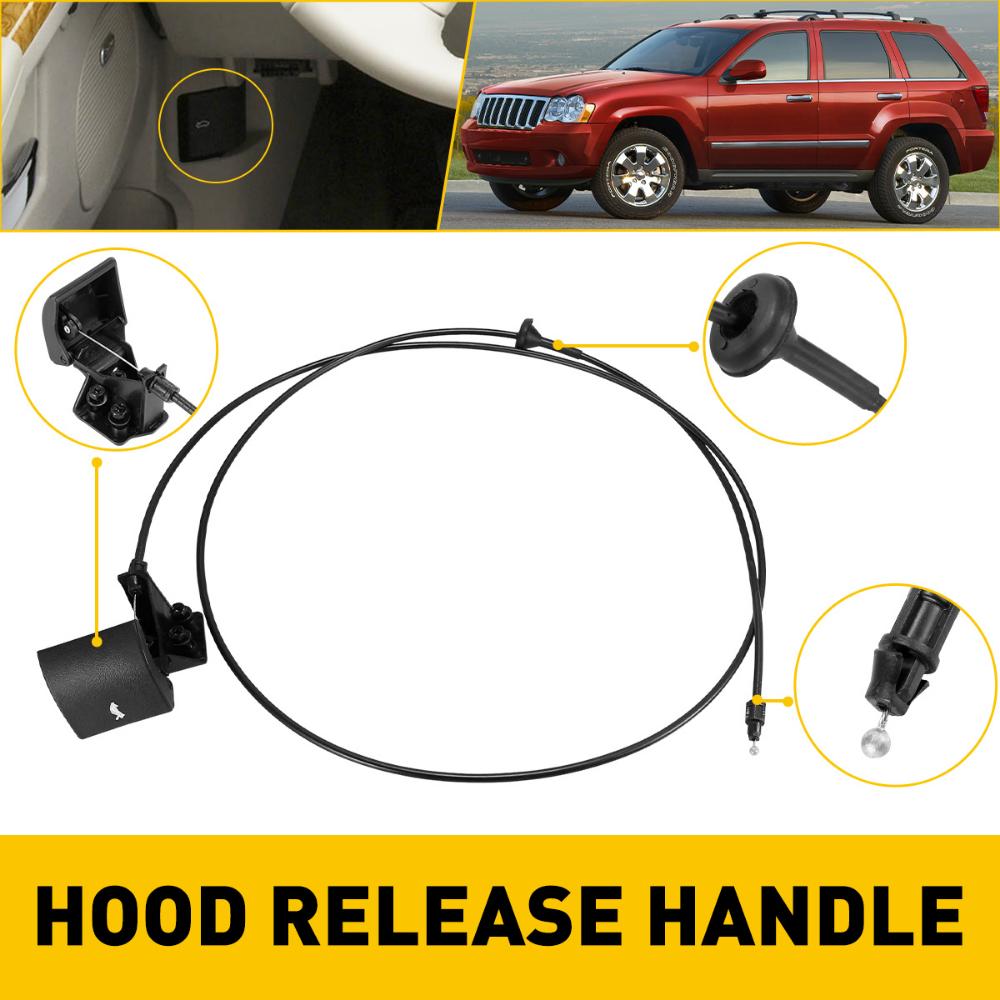 

1Pcs Hood Latch Release Cable w/ Handle for Jeep Grand Cherokee 2005 2006 2007 2008 2009 2010 5394495AB Car Accessories чорний