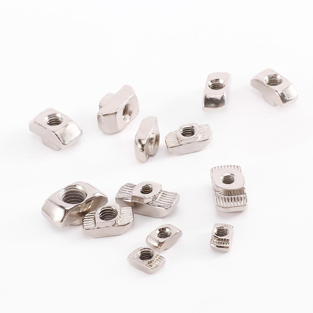 Více velikostí T-drážka EU standard Uhlíková ocel Hardware Závit T-matice Hliníkové profily Matice Spojovací prvky