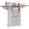 Ironing Board with Wheels, Foldable Ironing Surface, 3 Fabric Drawers, 121x37x89.5 cm, White