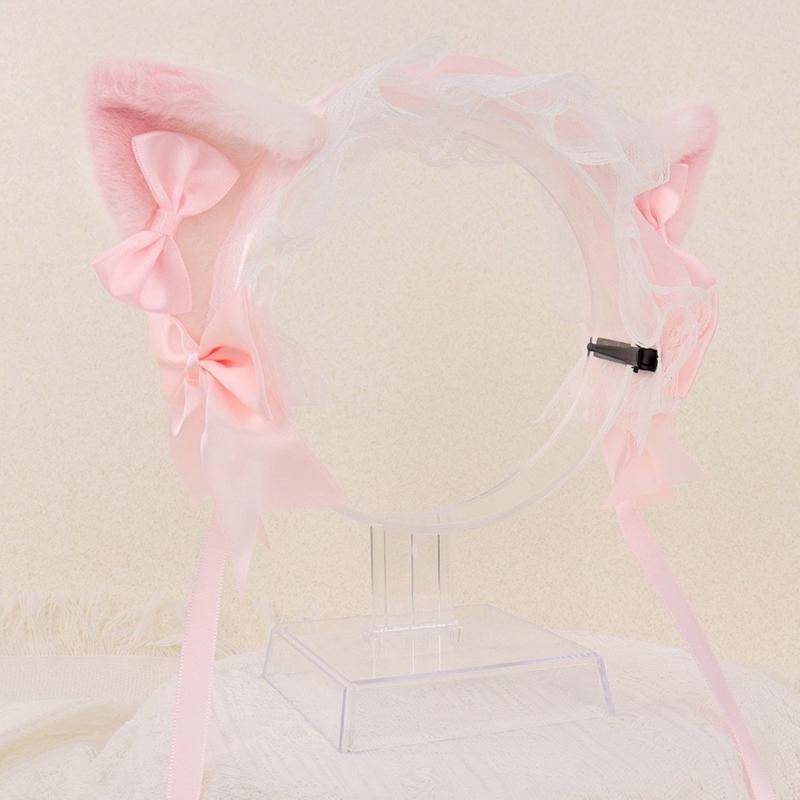 Kitten Headbands Cosplay Bows Kitten Ears Hairbands White Headwear Makeup Cosplay Hairbands Birthday Party