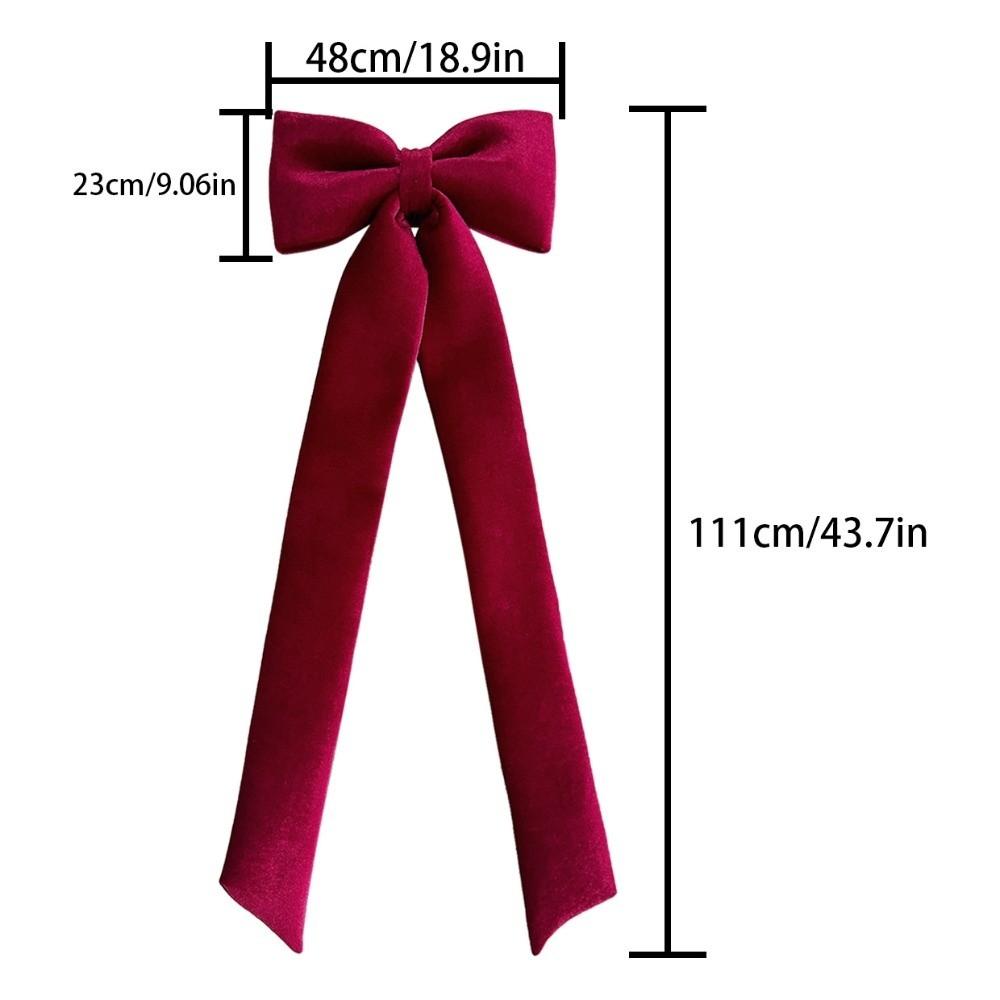 Dark Red Large Velvet Christmas Bow Long Streamers Soft Draping Christmas Tree Topper Bow Elegance Wrinkle Resistant