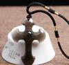 Natural Black Obsidian Carved Cross Lucky Pendant + Beads Necklace for Woman Man Crystal Jade Charm Gift Jewelry