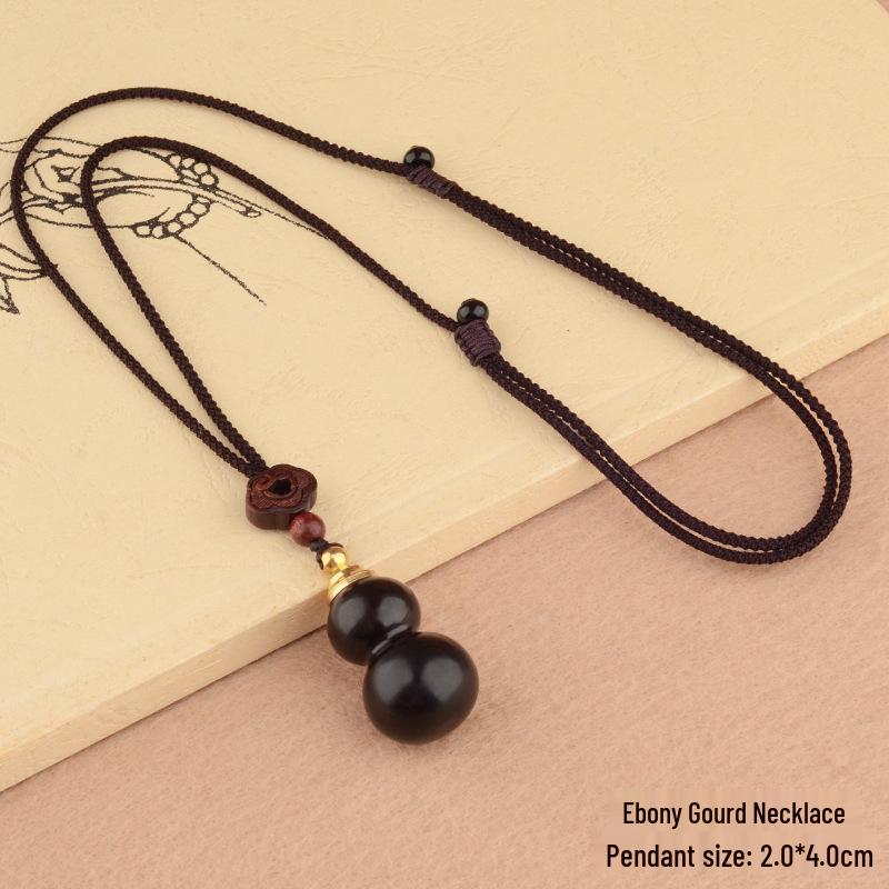 Men s Ethnic Style Retro Purple Sandalwood Gourd Necklace Pendant Sweater Chain with Openable Bamboo Joint Tube