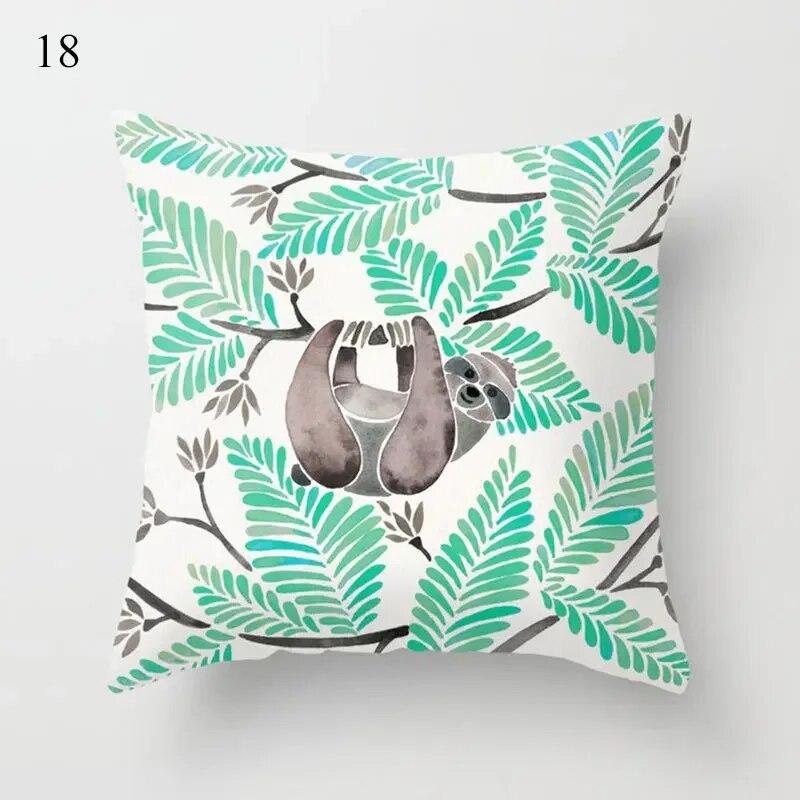 45x45cm Fresh Mint Green Geometric Animal Love Pillowcase Comfortable Sofa Car Seat Cushion Cover Room Aesthetic Home Decor