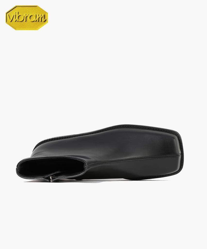 Firenze Atelier Center Cut Wide Square Toe Vibram Zip-Up Boots 5705 [Black Fg]