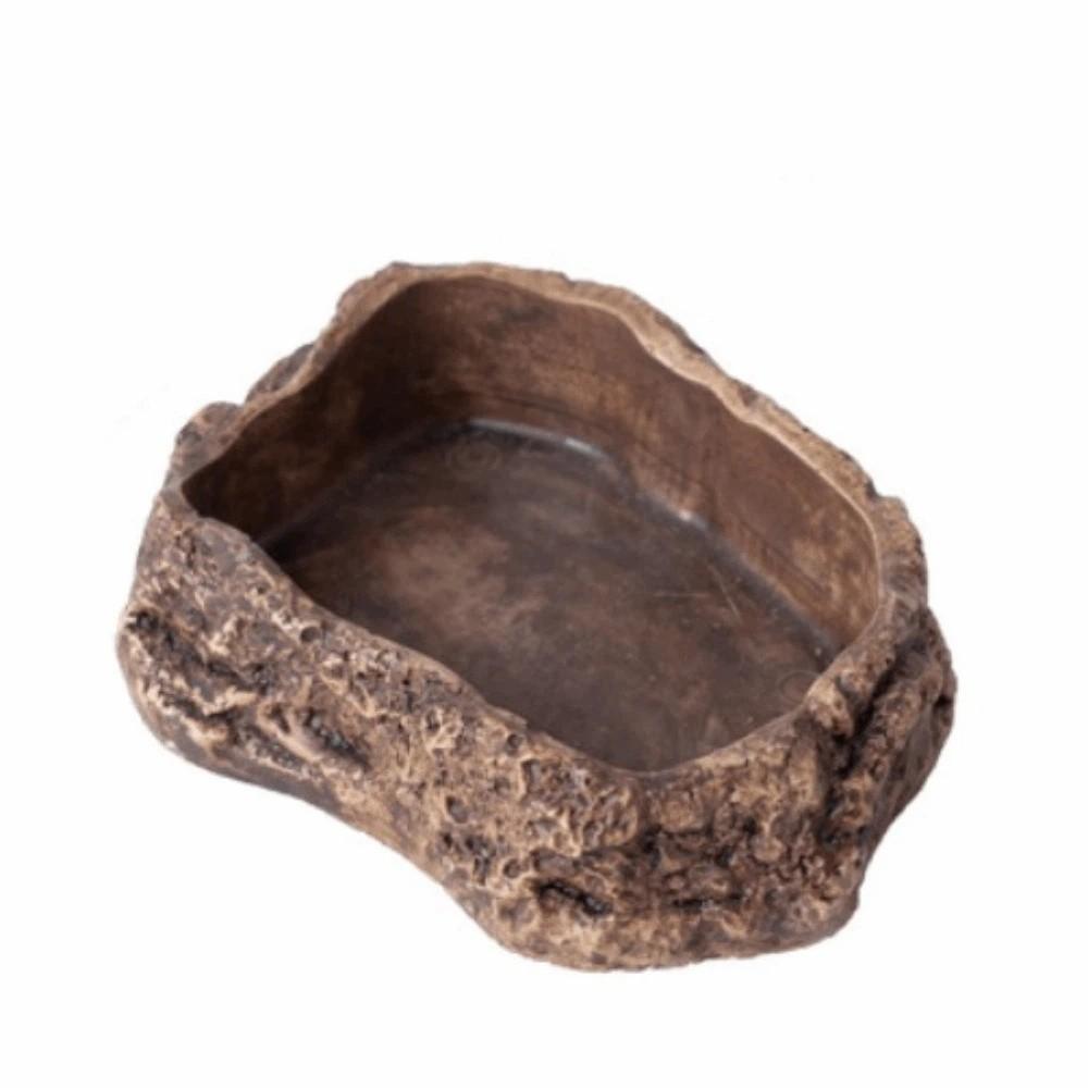 

Easy Clean Climbing Pet Food Bowl Realistic Stone Reptile Food Bowl Snake Brown S