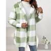 Women's Stylish Plaid Hooded Knitwear Top - Long Sleeve Elegant Autumn Sweater