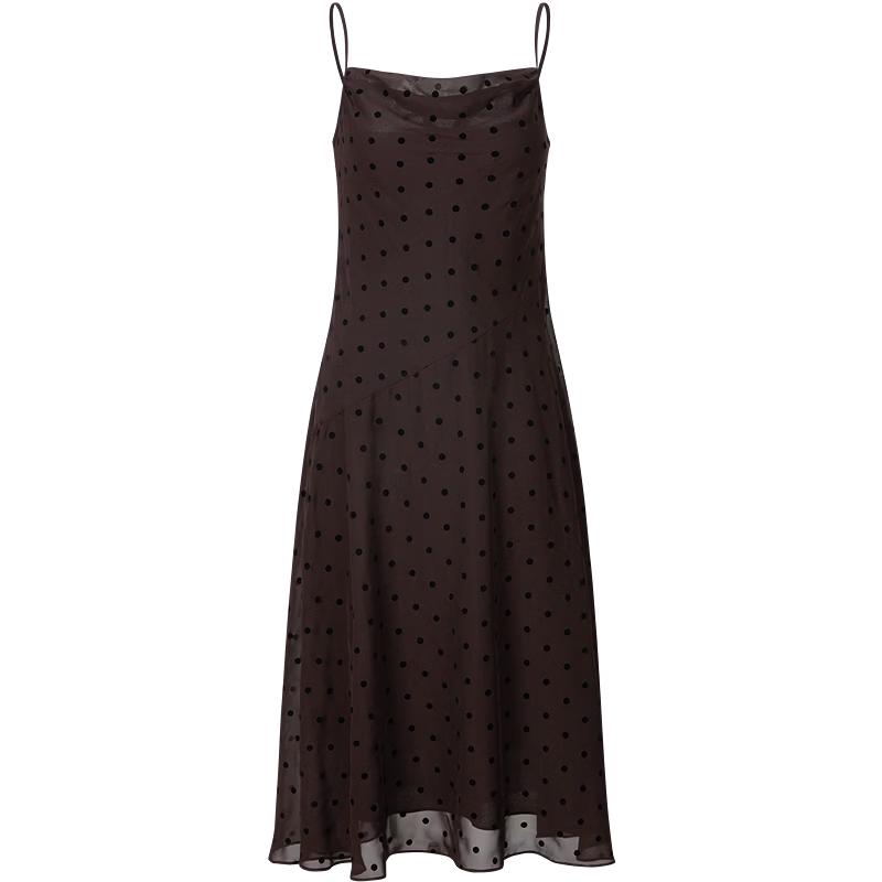 Elegant Polka Dot Strap Dress S