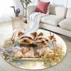 Niedlicher Yorkshire Terrier Muster runder Teppich, Teppich für Wohnzimmer Schlafzimmer Sofa Spielzimmer Dekoration, Rutschfeste Bodenmatte, Feiertagsgeschenke und Geburtstagsgeschenke