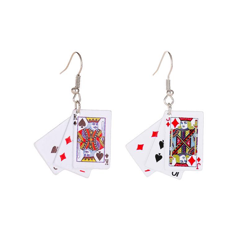 Punk Rhinestone Playing Card Pendant Necklace, Unisex Fashion Jewelry