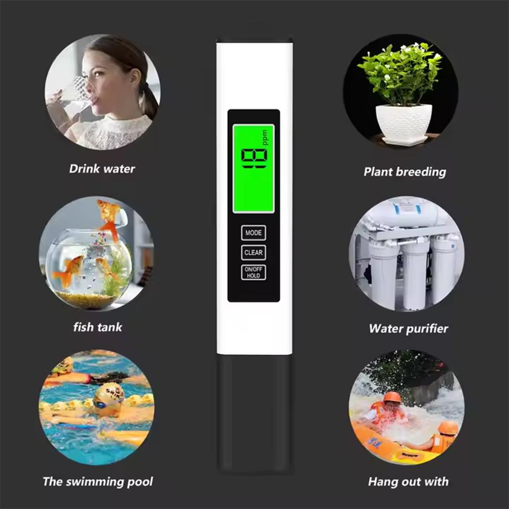 4 In 1 Digital Water Tester Temperature TDS PH Meter High Accuracy EC Meter Durable TEMP PPM PH Meter with Backlit LCD Screen
