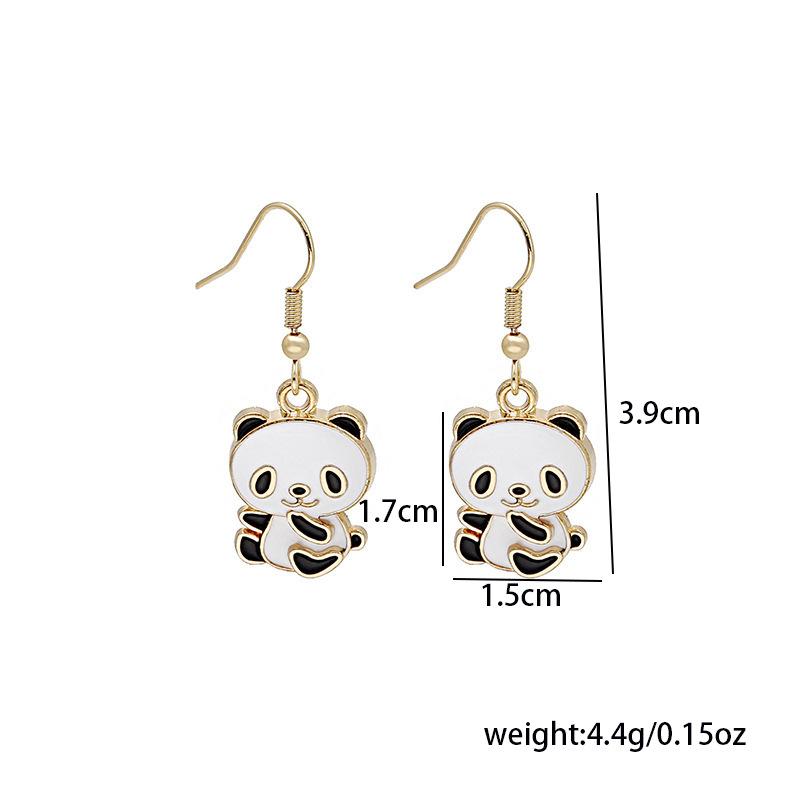 National Treasure Grade Red Panda Earrings Exquisite and Cute Metal Geometric Earrings Pendant Jewelry