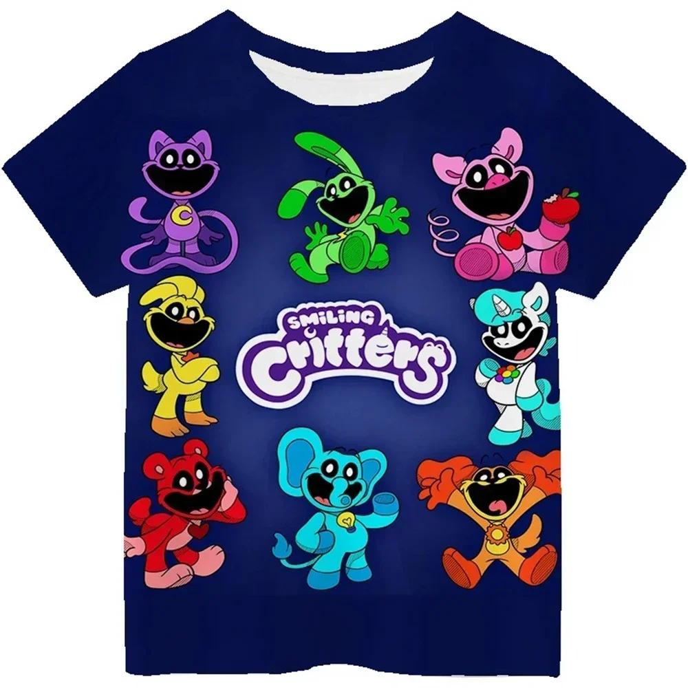 Children T Shirt Smiling Critters 3D Print Short Sleeve T-Shirt Cartoon Kids Tops Summer Clothing Casual Tee Kids Adults T-shirt