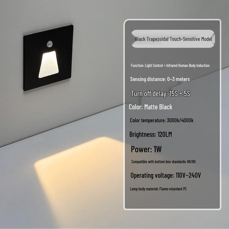 Ultracienka lampka nocna z czujnikiem magnetycznym do wbudowania typu 86 na schody i korytarze