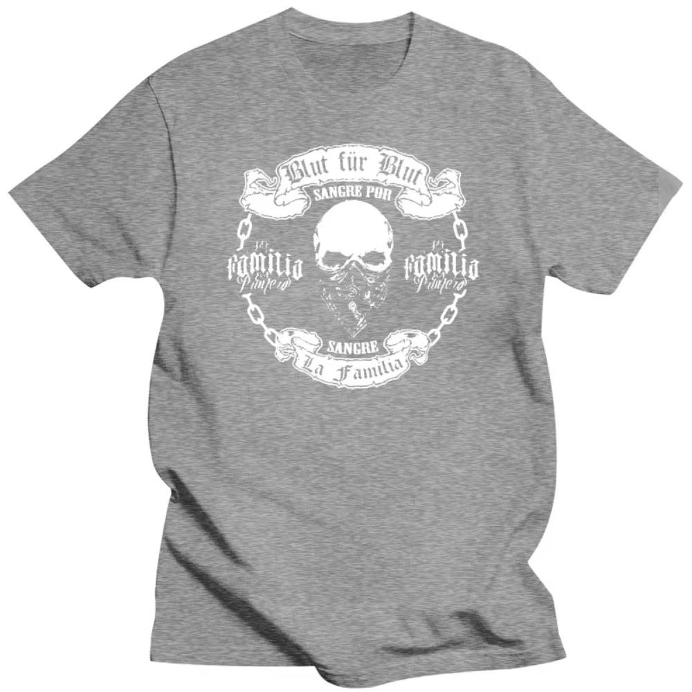 T-Shirt La Familia Blood For Blood Blood Gang Streetwear Skull Cool New Pure Cotton Short Sleeves Hip Hop Fashion O-Neck Unisex