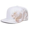 Adjustable Flat Brim Snapback Hat Chinese Golden Loong Print Streetwear Snapback  Streetwear Style