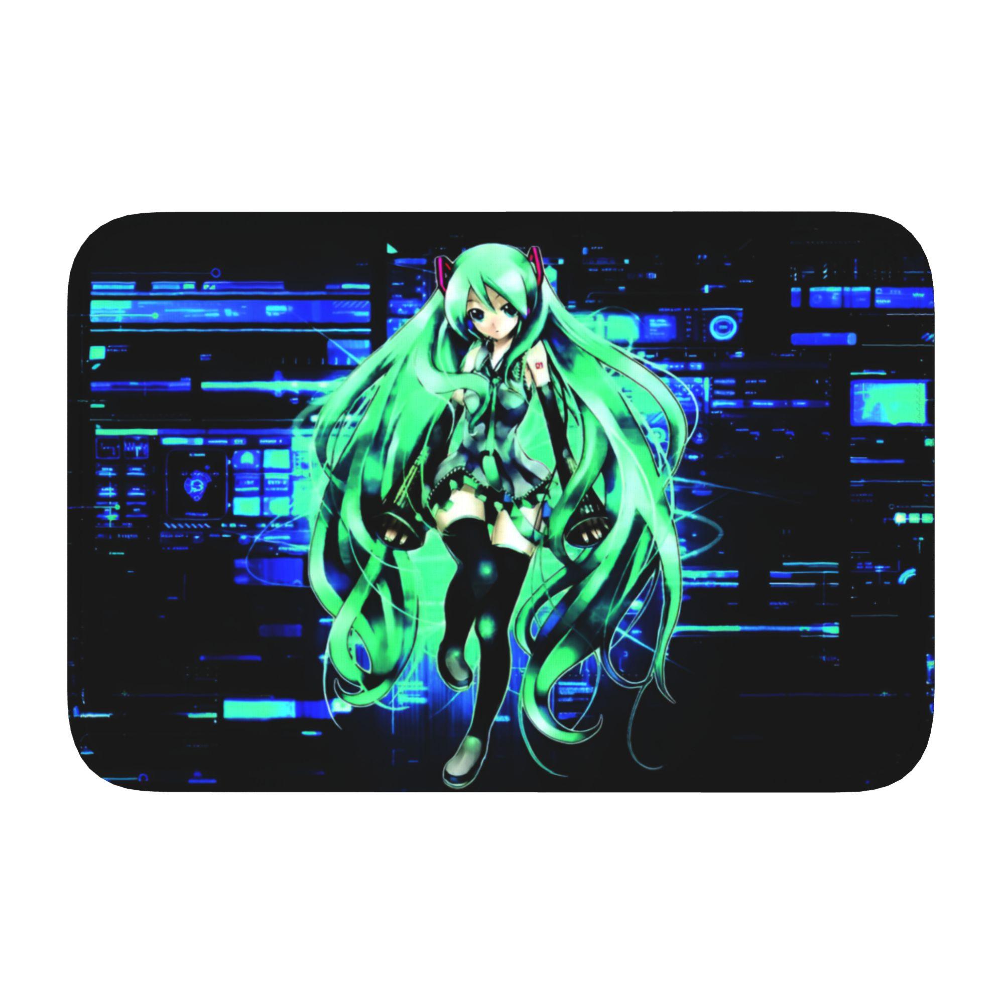

Hatsuned Mikues Cartoon Floor Door Kitchen Bathroom Mats Anti-Slip Indoor Doormat Garden Living Room Entrance Rug Carpet Footpad 60cm x 90cm
