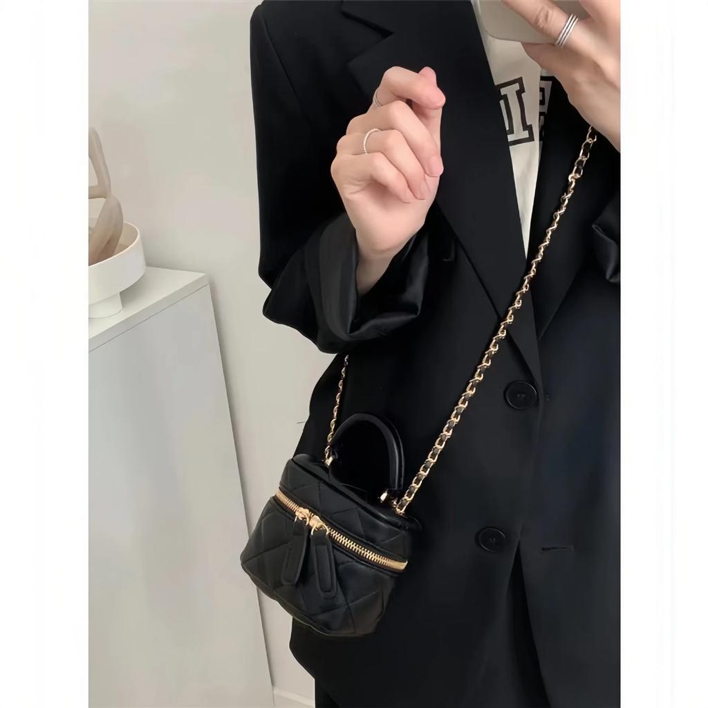 Mini Diamond Grid Chain Small Fragrance Bag for Women's Fashionable Texture Niche Single Shoulder Crossbody Bag Woman Bags