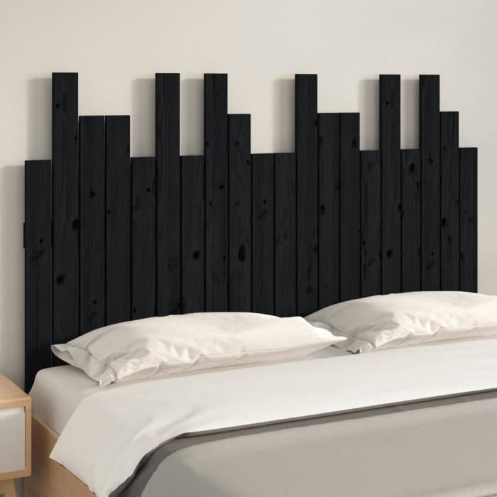 VidaXL Tête de lit murale Noir 127,5x3x80 cm Bois massif de pin 824792