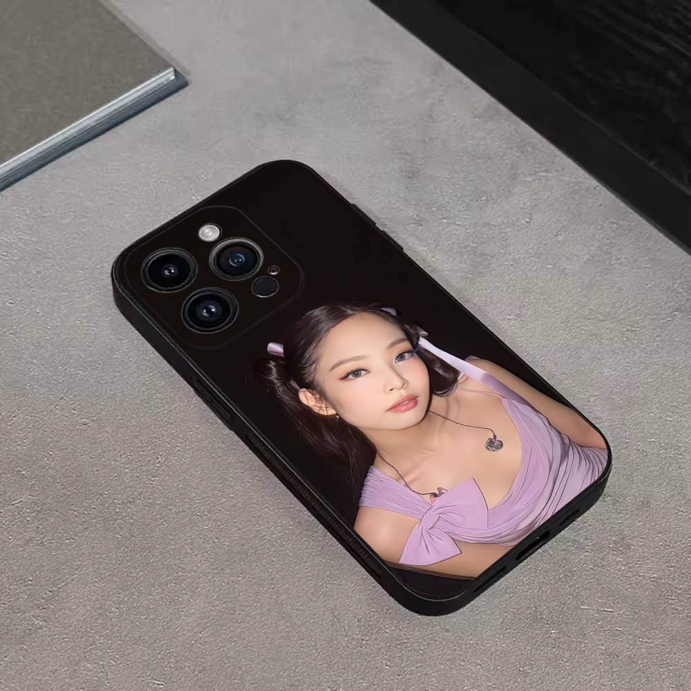 Custodia per Telefono Kpop Ruby J-Jennie Kim Per iPhone 16,15,14,13,12,11 Plus,Pro Max,XS,X,XR,SE,Mini,8,7,Cover Nera in Morbido Silicone