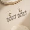 Elegant 2027 Digital Earrings Rhinestone Stud Earrings Jewelry Happy New Year Earrings  Party