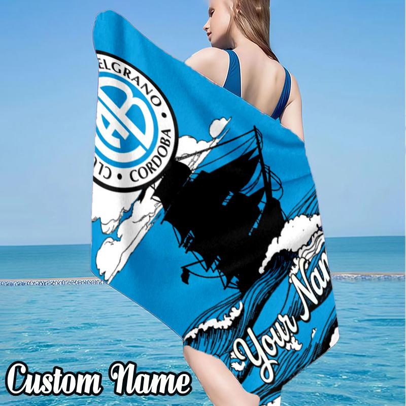 Custom Name CAB Football Beach Towel - Soft, Ultra-Absorbent Microfiber, Lightweight, Perfect for Beach, Parties, Travel, Camping