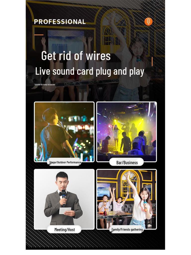 Wireless Microphone for KTV Karaoke, Home Singing, Outdoor Events, and Meetings