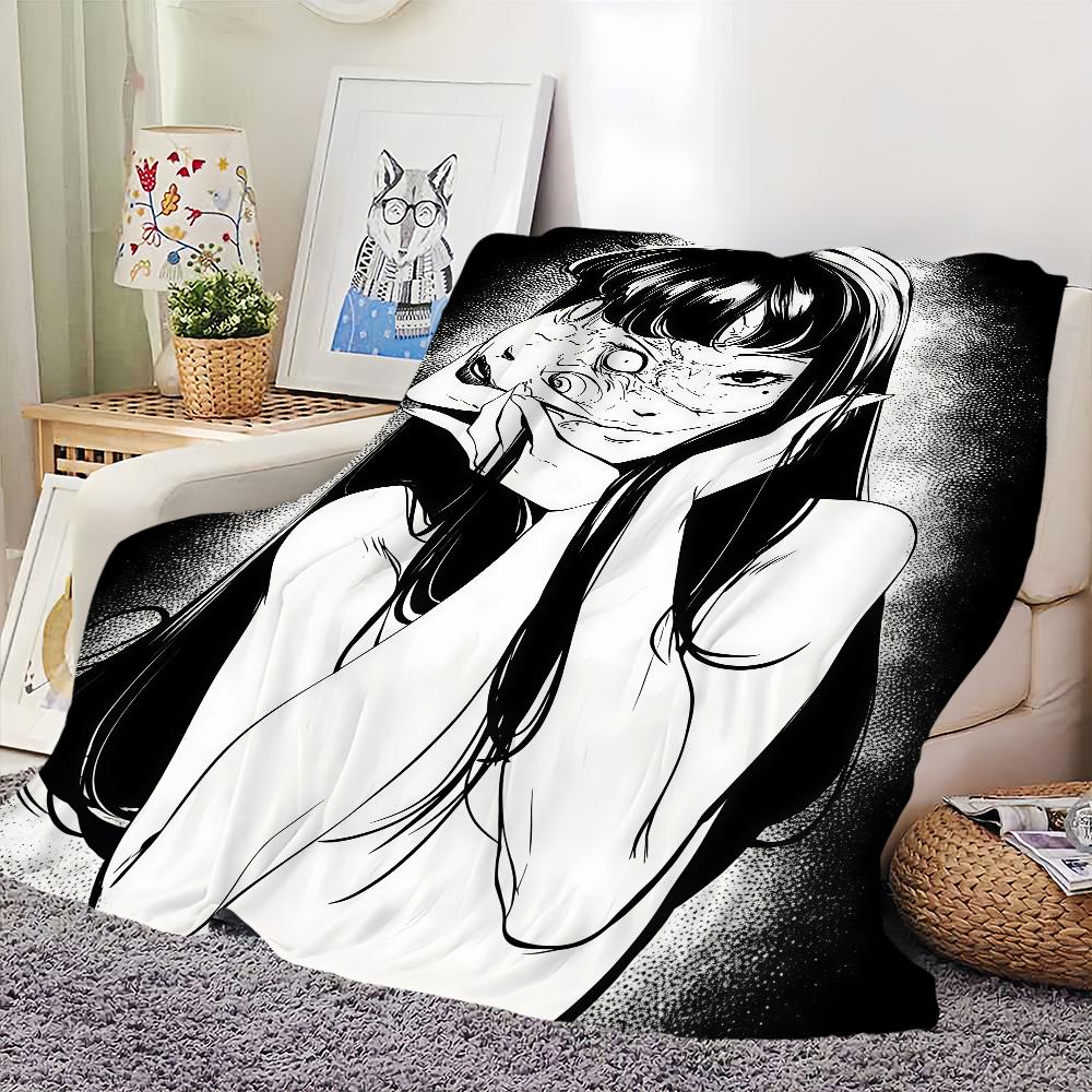 Junji Ito Horror Comic Blanket Flannel Warm Comfort Soft Plush Blanket For Picnic Beds Sofas Homes And Bedrooms
