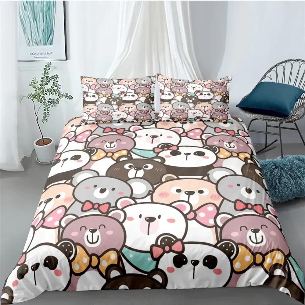 Cartoon Cute Panda Comfortable Duvet Quilt Cover Pillowcase Bedding Set Children Bedroom Decoration Home Textile