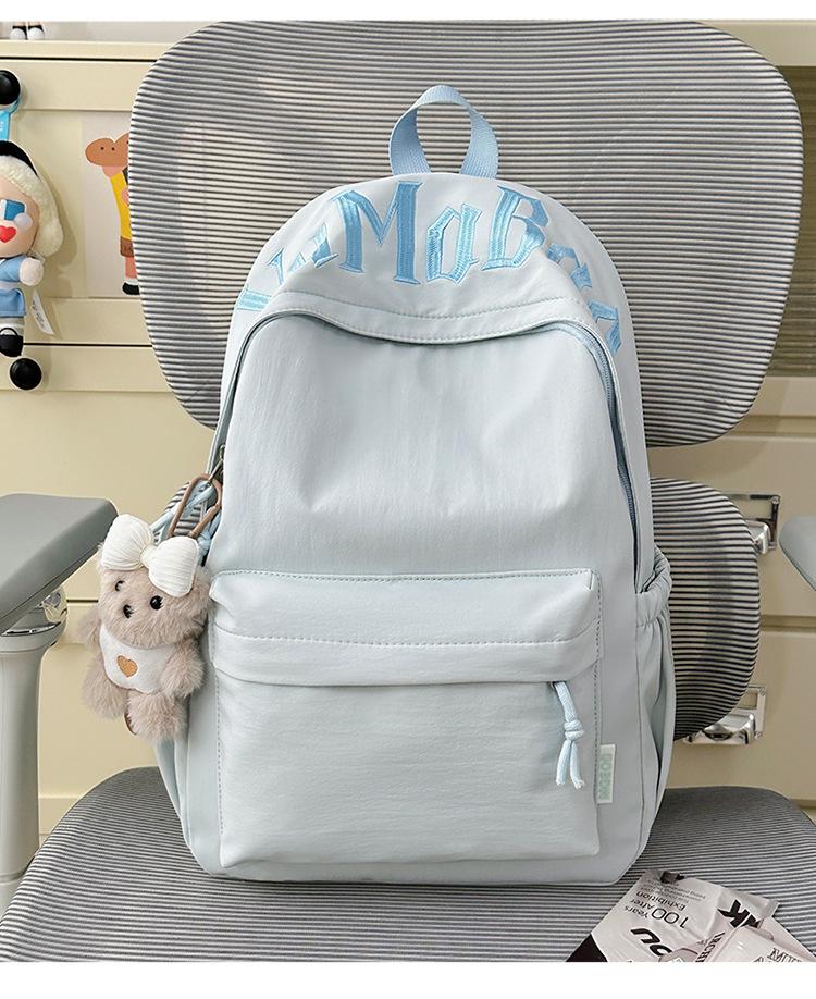 Schoolbag new Japanese ins style female student embroidered schoolbag simple large capacity lightweight backpack campus commuter backpack