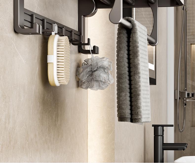 Gun Gray Punch-Free Space Aluminum Wall-Mounted Bathroom Towel Rack