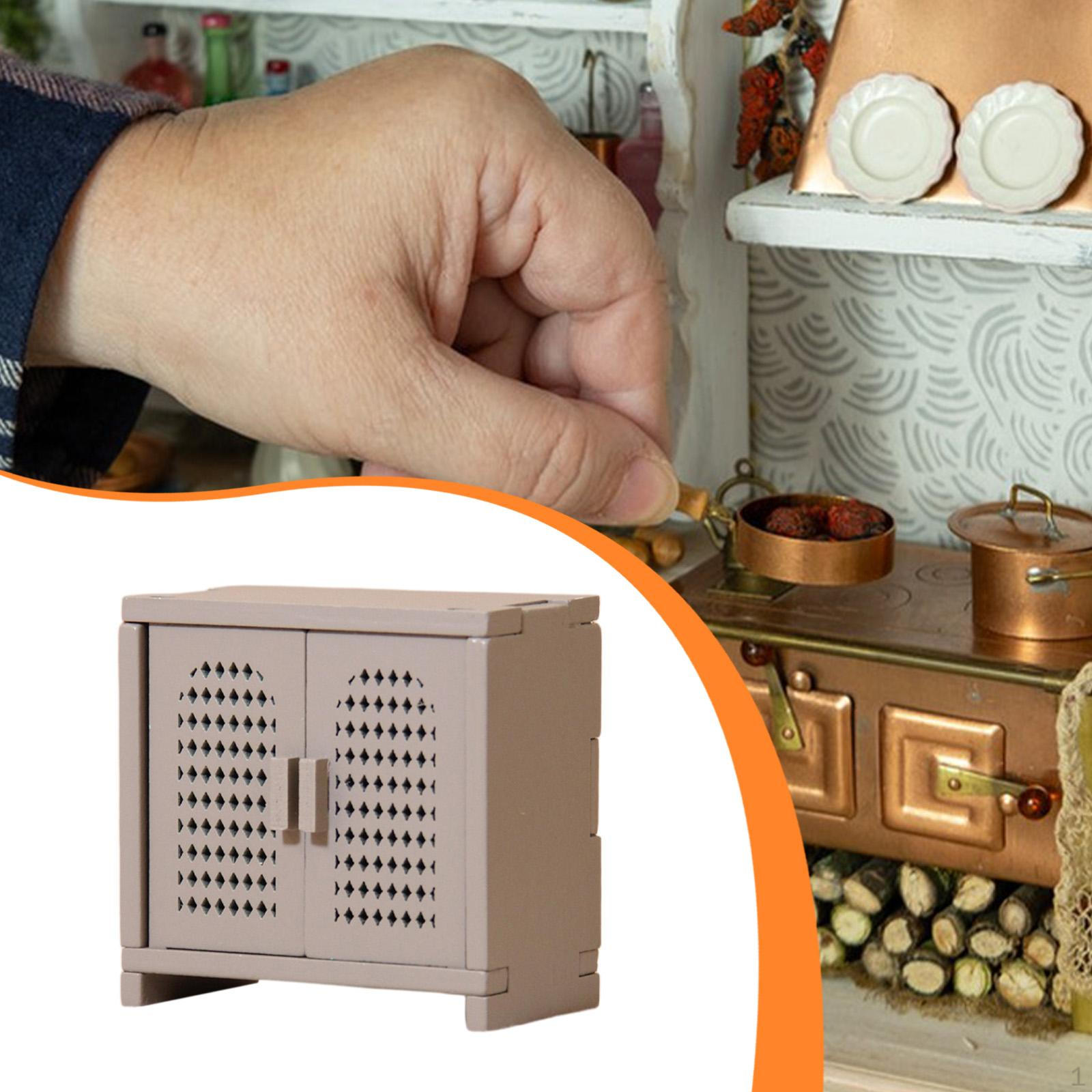 

1:12 Dollhouse Furniture Decoration Accessories Mini Cabinet Wood Handcraft Model Gray Green