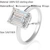 New Exquisite 925 Silver Rectangle Real Moissanite Rings for Women Wedding Luxury Jewelry