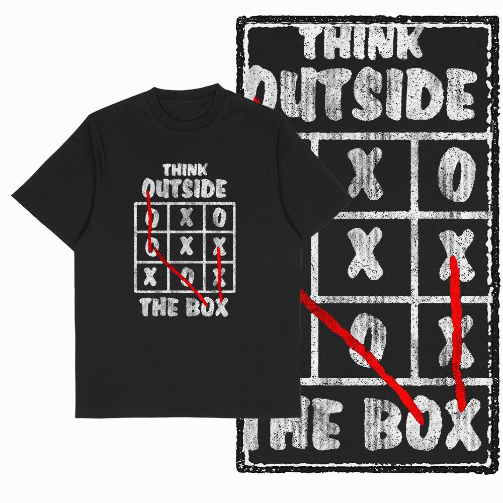 2026 HOT SALE Big Size Think Out of The Box Printed Vintage Graphic Men Women T-shirt Black Big Size Cotton Tshirt Cool Tee Shirt Short Sleeve Top