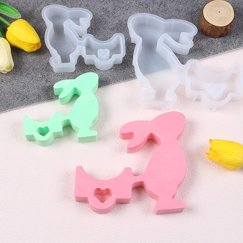 Easter Bunny Candle Holder Silicone Mold for DIY Indoor Decorations