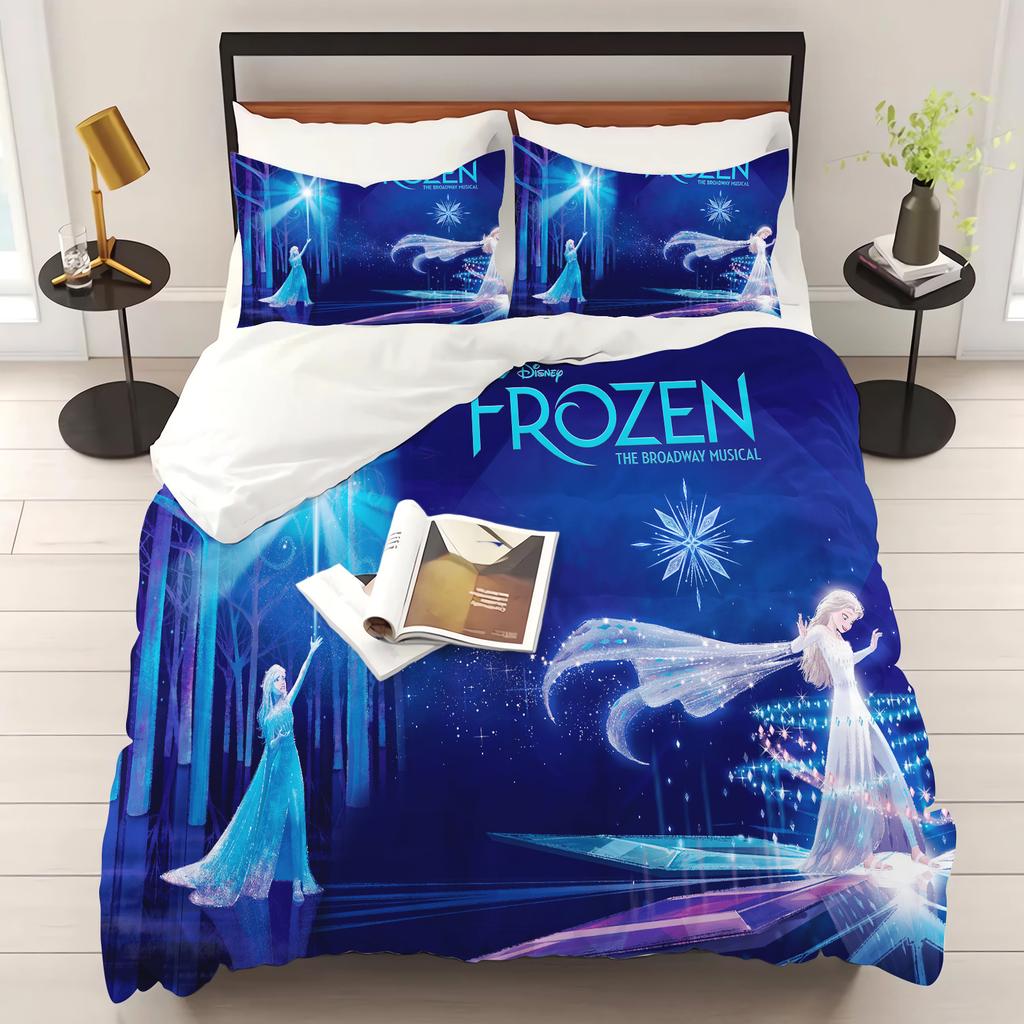 Prinzessin Elsa Frozen Aufdruck Schlafzimmer Bettwäsche Set Bettbezug Weihnachtsgeschenke Komfort Cartoon Mit Kissenbezug