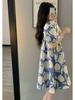 Women's 2023 Mid-Length French Fashion Puff Sleeve Print Dress
