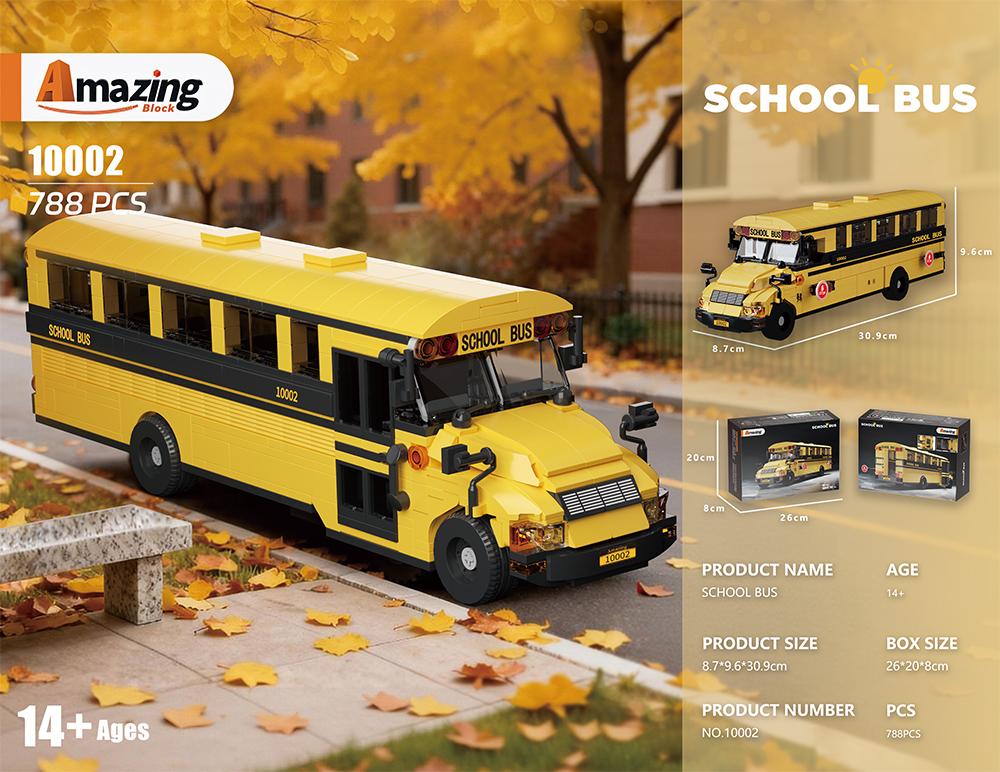 Non-Toxic 788Pcs School Bus Building Blocks Classic Yellow American School Bus Model Bricks Desktop Ornament Kids Educational Diy Toy Gift